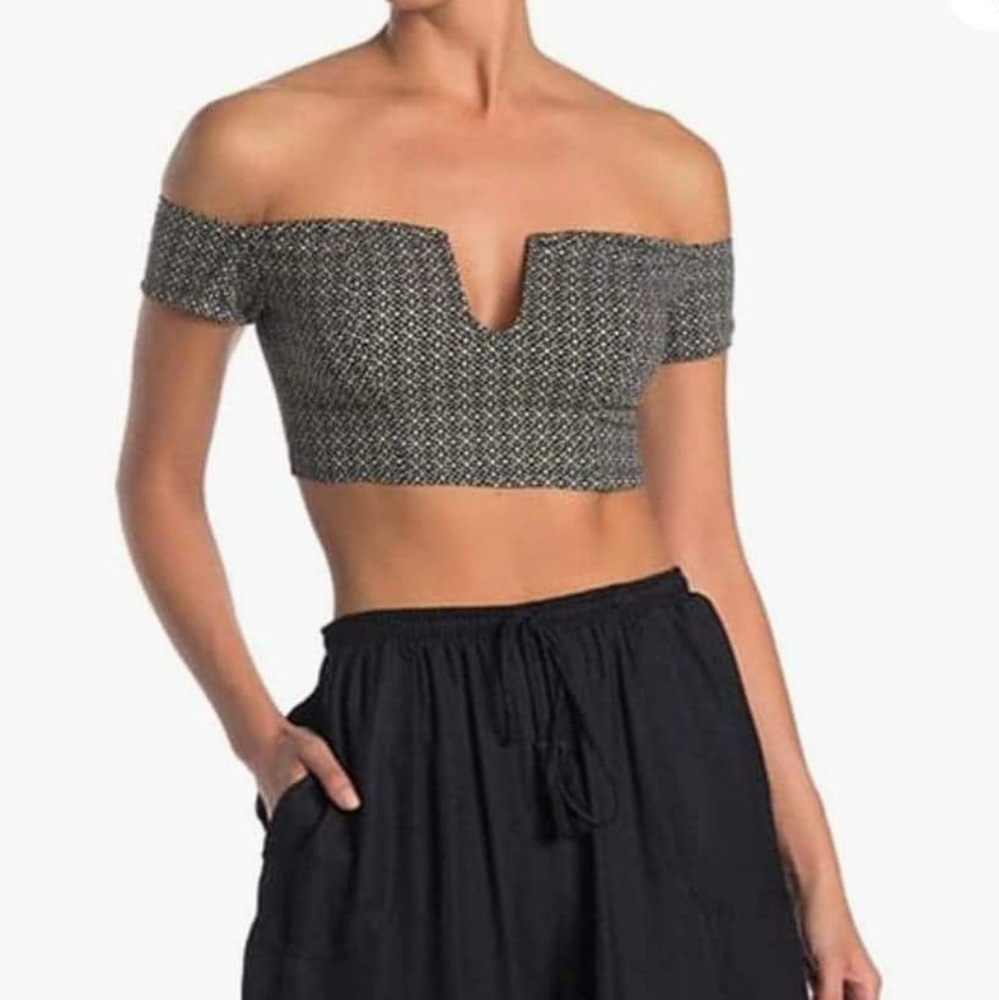 Free People Black & Green Brami Crop Top Medium